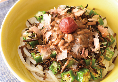 夏バテ解消！オクラと納豆のねばねばうどん