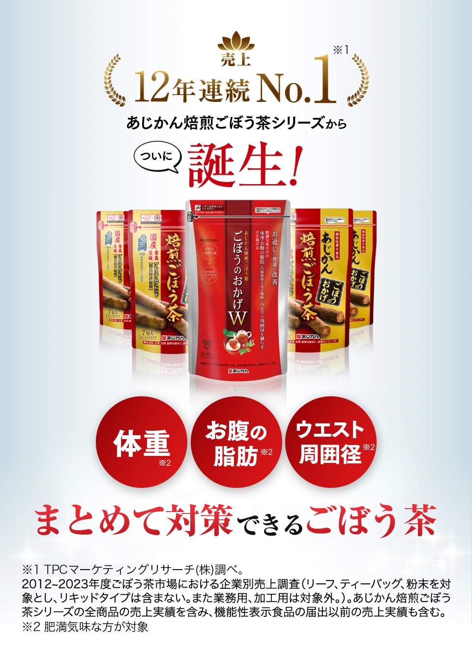 売上12年連続No.1あじかん焙煎ごぼう茶シリーズからついに誕生！
